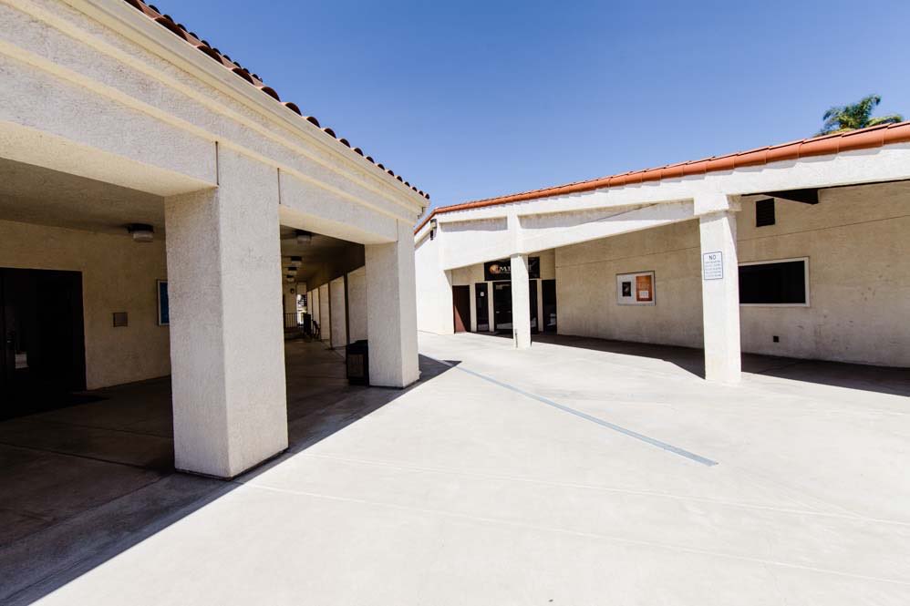 Evangelical Church: Covered walkway